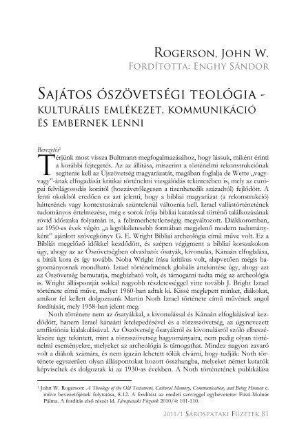 2011/1 - SÃ¡rospataki ReformÃ¡tus TeolÃ³giai AkadÃ©mia