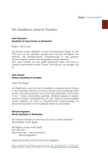 Ein Feedback unserer Kunden - Bürger Architektur