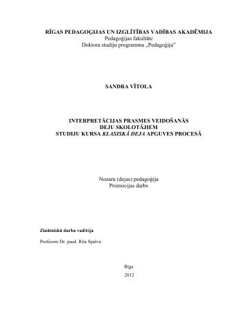 RÄªGAS PEDAGOÄ¢IJAS UN IZGLÄªTÄªBAS VADÄªBAS AKADÄMIJA - rpiva