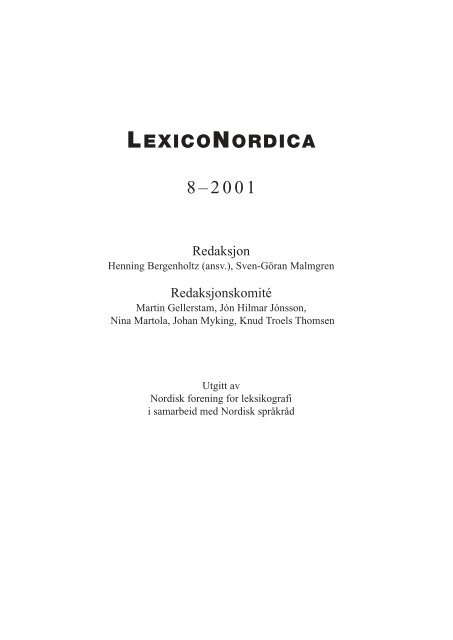LEXICONORDICA 8 - Nordisk Sprogkoordination