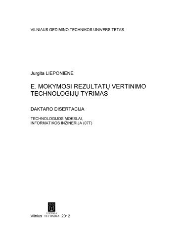 e. mokymosi rezultatÃ…Â³ vertinimo technologijÃ…Â³ tyrimas - Vilniaus ...