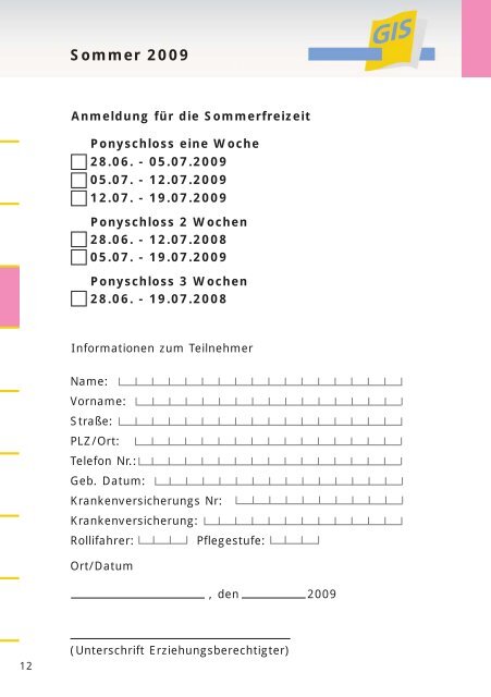 Freizeitprogramm 2009 - bei der gGIS mbH