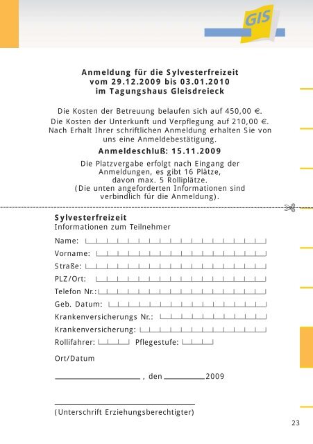 Freizeitprogramm 2009 - bei der gGIS mbH