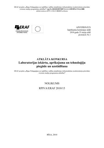 Laboratorijas iekÄrtu, aprÄ«kojuma un tehnoloÄ£iju piegÄde un ... - rpiva