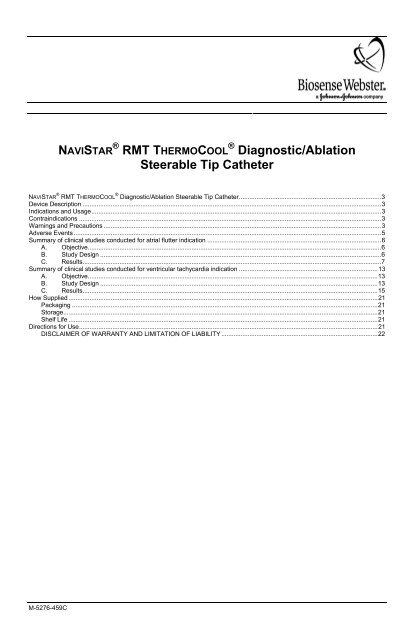 ® RMT THERMOCOOL ® Diagnostic/Ablation Steerable Tip Catheter