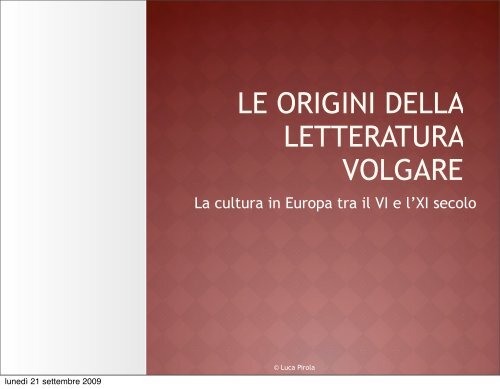 Le origini della letteratura volgare