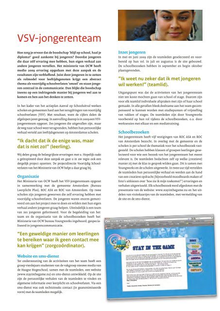 Brochure 'Stay in the game' - Aanval op schooluitval