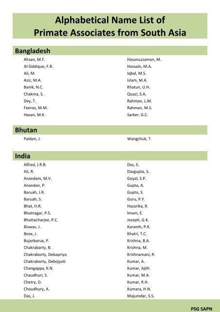 South Asian Primate Network SAPN - Zoo Outreach Organisation