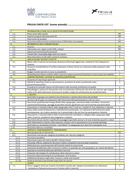 FRIULIA CHECK LIST (nome azienda ...