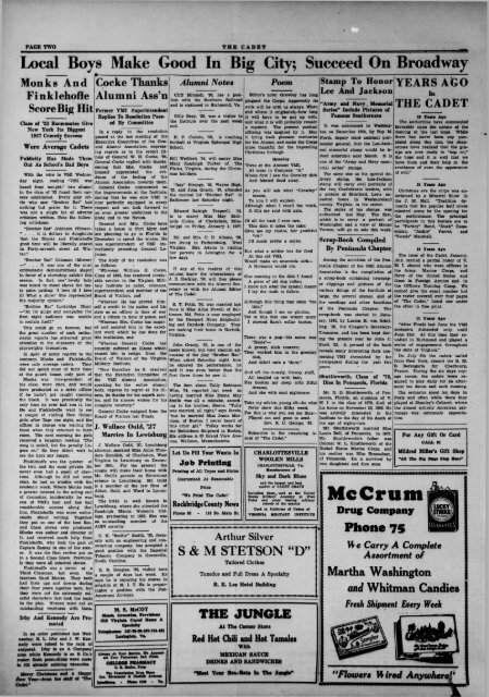 The Cadet. VMI Newspaper. December 21, 1936 - New Page 1 ...