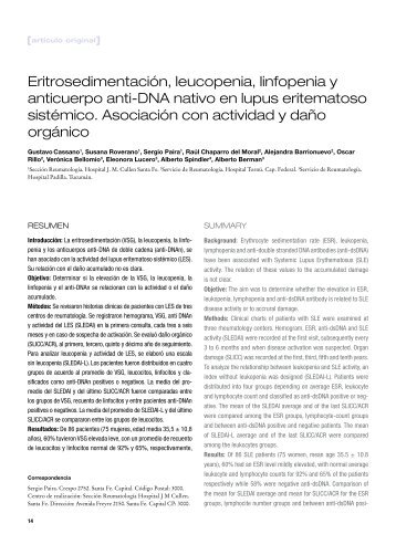 EritrosedimentaciÃ³n, leucopenia, linfopenia y anticuerpo anti-DNA ...