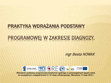 Praktyka wdrażania podstawy programowej w zakresie diagnozy