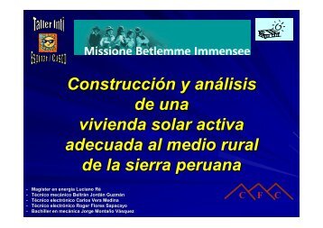 Casa solar Espinar - Asociación Peruana de Energía Solar y del ...