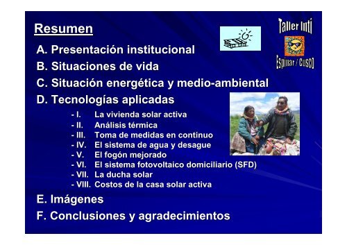 Casa solar Espinar - Asociación Peruana de Energía Solar y del ...