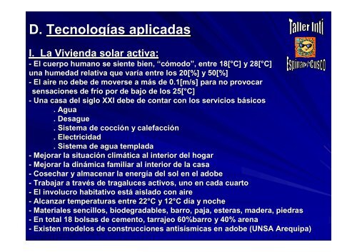 Casa solar Espinar - Asociación Peruana de Energía Solar y del ...