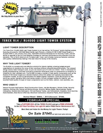 TEREX RL4000 Specifications - Light Towers USA