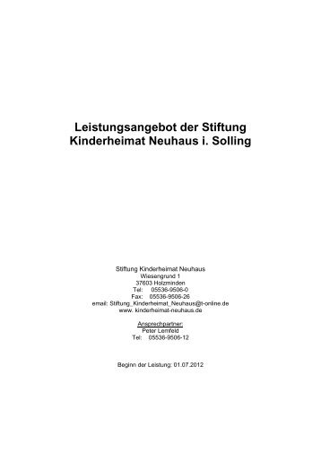 Leistungsangebot - Stiftung Kinderheimat Neuhaus