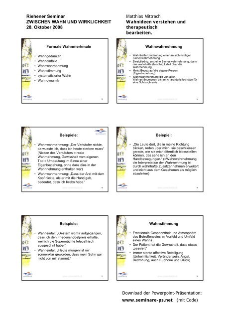 Wahnideen verstehen und therapeutisch bearbeiten - seminare-ps.net