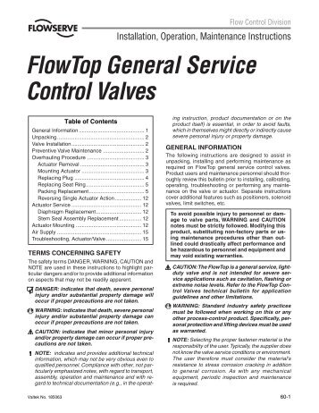 FlowTop General Service Control Valve - Flowserve Corporation