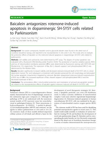 Baicalein antagonizes rotenone-induced ... - Chinese Medicine
