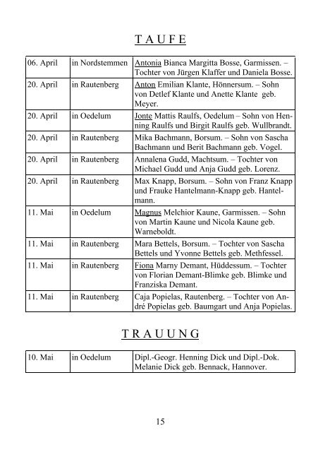 GARMISSEN & OEDELUM - Kirchenregion Schellerten