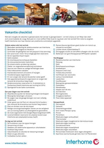 Vakantie checklist - Interhome