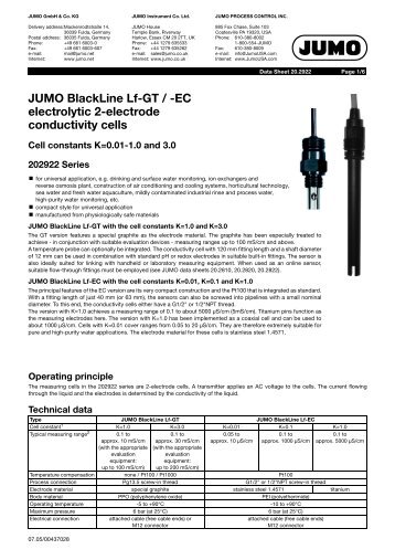 JUMO BlackLine Lf-GT / -EC electrolytic 2-electrode conductivity cells