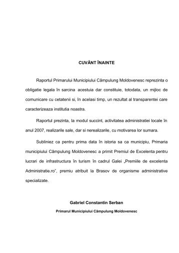 Raport privind starea economicÃ„Âƒ, socialÃ„Âƒ Ã…ÂŸi de mediu a Municipiului ...