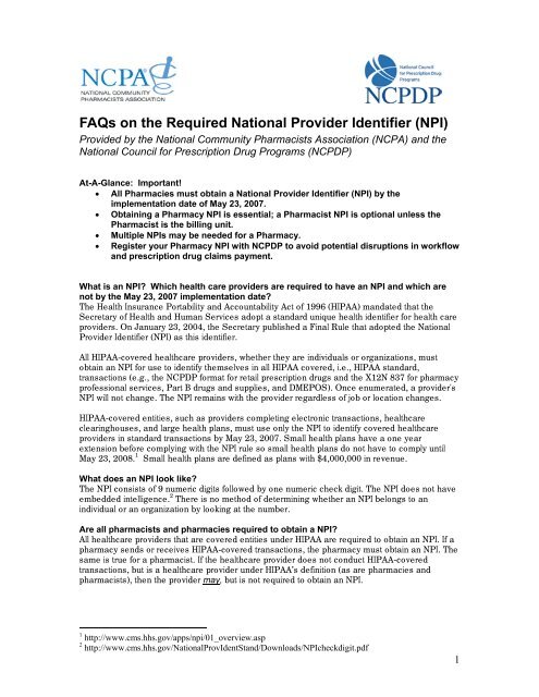 FAQs on the Required National Provider Identifier (NPI)