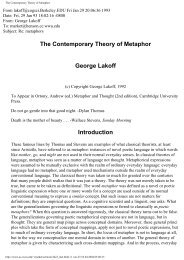 Lakoff, 1992. The contemporary theory of metaphor. - Biolinguagem