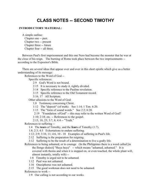 class notes second timothy things to come mission yumpu
