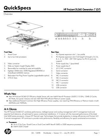 HP ProLiant DL360 Generation 7 (G7) - Avnet Technology Solutions