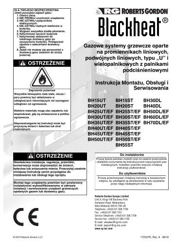 BLACKHEAT Â® BH Instrukcja MontaÅ¼u ObsÅugi i ... - Roberts Gordon