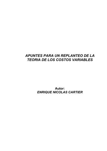 apuntes para un replanteo de la teoria de los costos variables