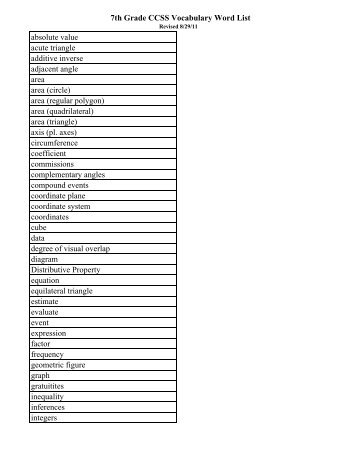 7th Grade CCSS Vocabulary Word List - Granite School District