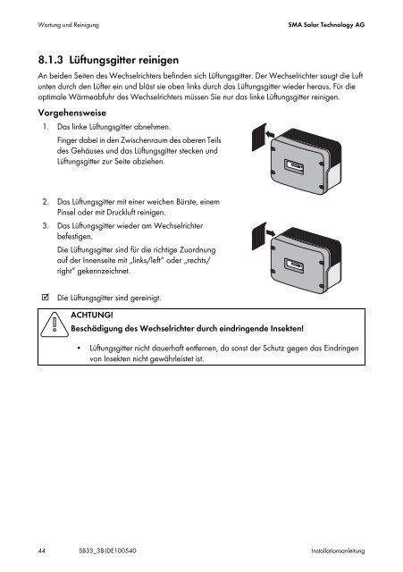 SUNNY BOY 3300 / 3800 - Installationsanleitung - BayWa re