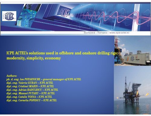 ICPE ACTEL's solutions used in offshore and ... - Petroleumclub.ro