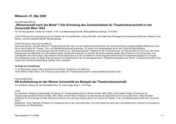 Tagungsprogramm (PDF) - Institut für Theater-, Film - Universität Wien