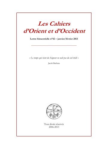 Les Cahiers d'Orient et d'Occident - Edition.moncelon.com - D'Orient ...