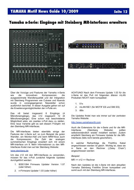 YAMAHA Motif News Guide 10/2009