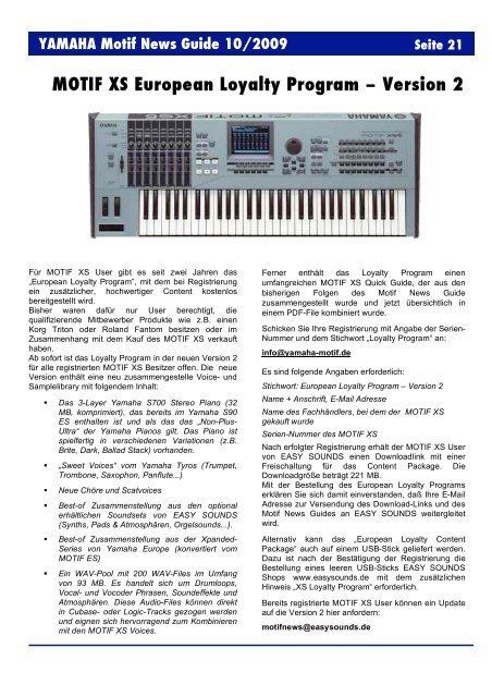 YAMAHA Motif News Guide 10/2009