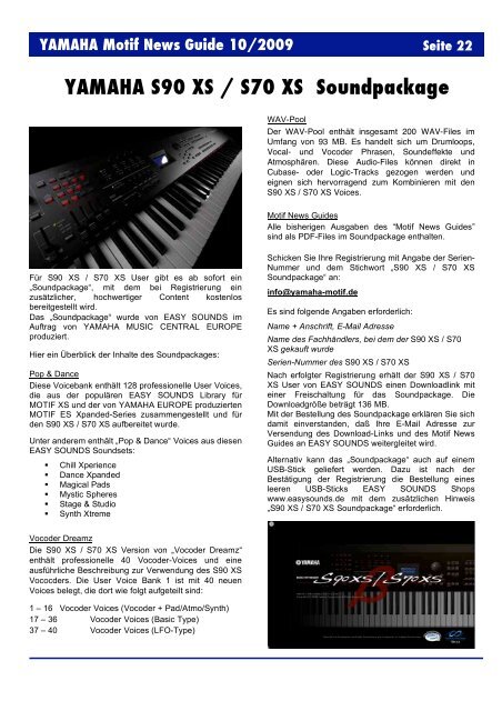 YAMAHA Motif News Guide 10/2009