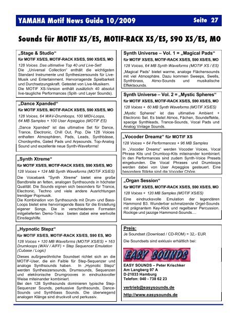YAMAHA Motif News Guide 10/2009