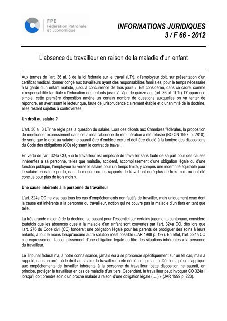 L Absence Du Travailleur En Raison De La Maladie D Un Enfant