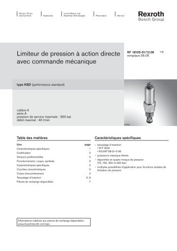 Limiteur de pression Ã  action directe avec ... - Bosch Rexroth