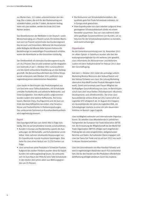 pdf GeschÃ¤ftsbericht 11/12 - claro fair trade AG