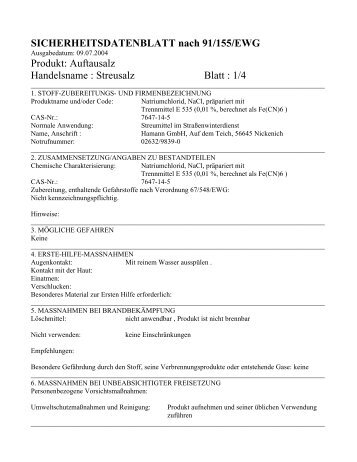 SICHERHEITSDATENBLATT nach 91/155/EWG - Mobiltec GmbH