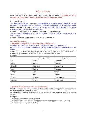 RUSSE - LEÃON 8 - Langue russe