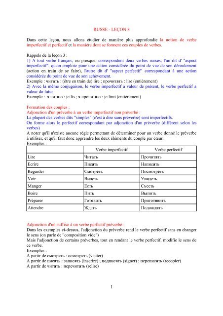 RUSSE - LEÃON 8 - Langue russe
