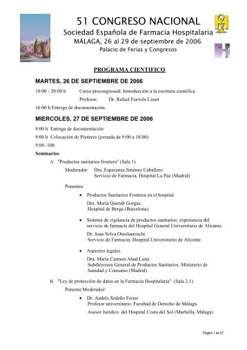Programa cientÃ­fico - Sociedad EspaÃ±ola de Farmacia Hospitalaria